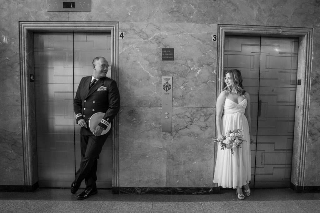 Couple at San Diego Marriage Courthouse Vintage Wedding Photos San Diego Elopement 