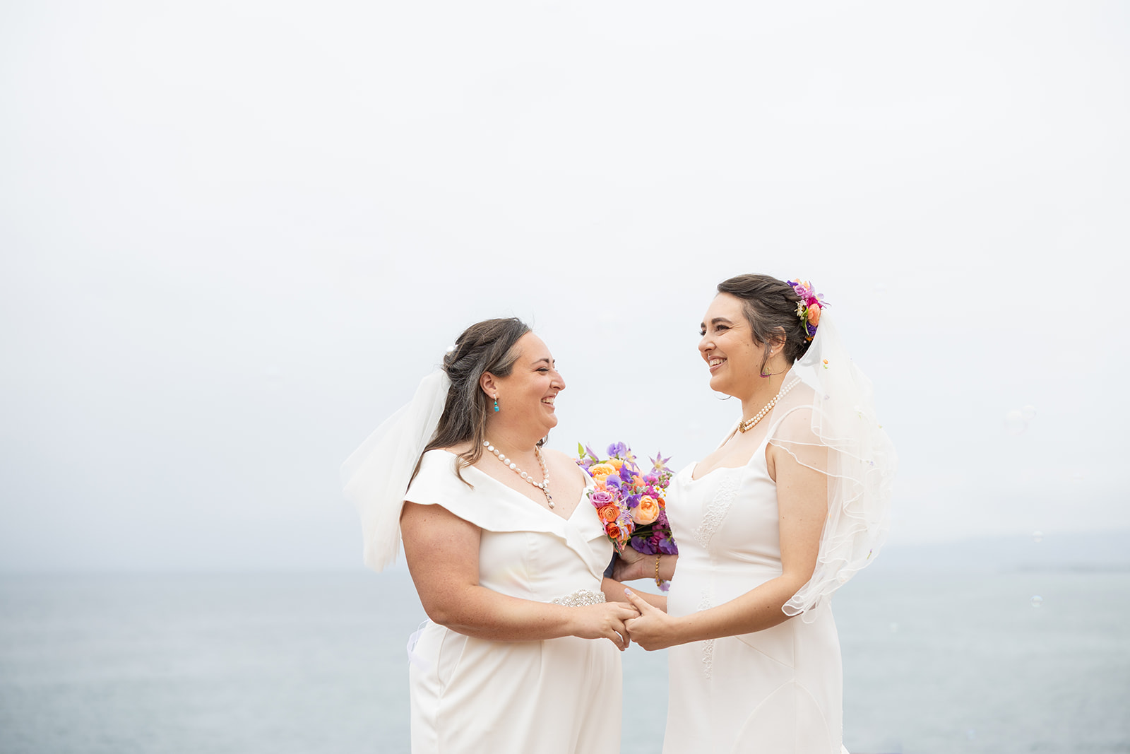 Sunset Cliffs Wedding First Look with Two Brides